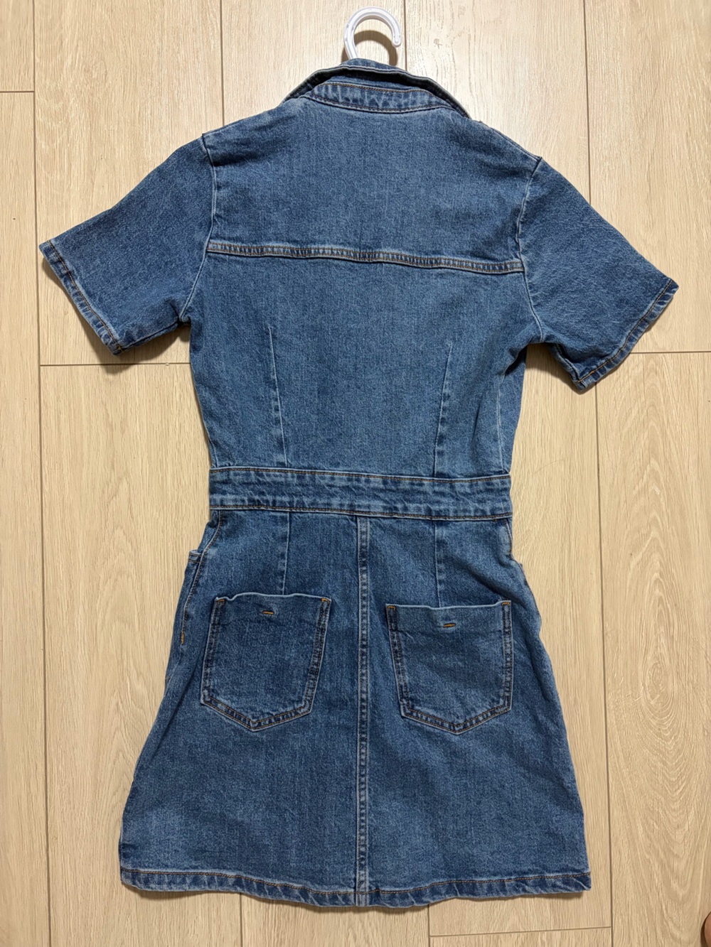 Zara Blue Denim Button-Front Short Sleeve Dress - Picture 2 of 3